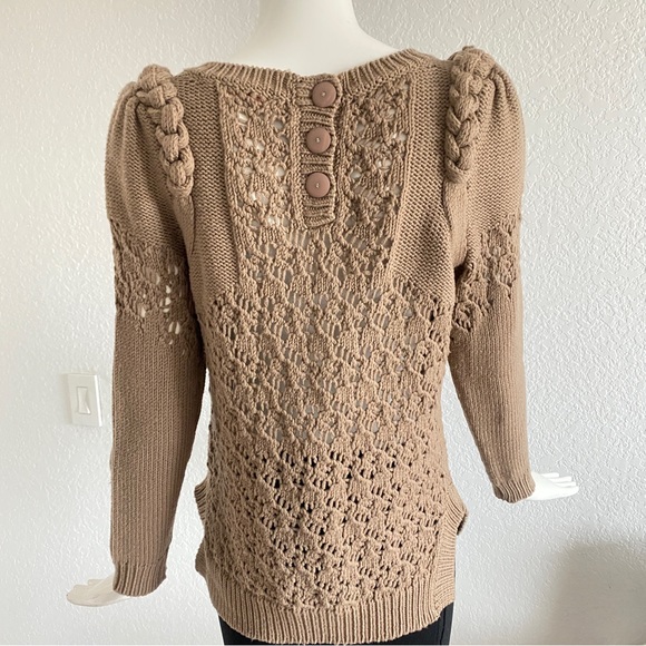 Rebecca Taylor brown open knit sweater - Picture 3 of 10